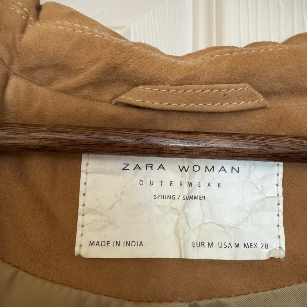 Zara Tan Leather Jacket with Fringe and Beaded Design - Picture 6 of 6